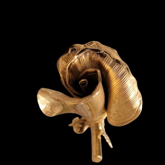 Vintage VALENZA Single Stemmed Rose Brooch 1/20 12K Gold Filled - Signed - Picture 7 of 9